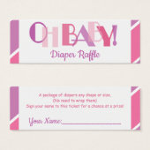 Oh Baby Girl Pink Modern Typography Diaper Raffle (Front & Back)