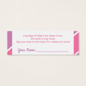 Oh Baby Girl Pink Modern Typography Diaper Raffle (Back)