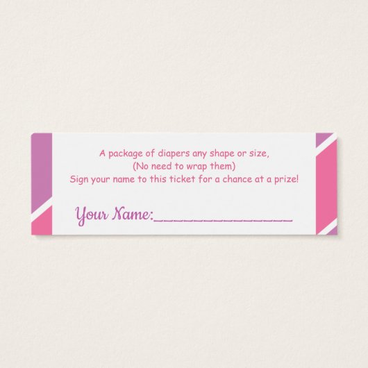 Oh Baby Girl Pink Modern Typography Diaper Raffle (Back)