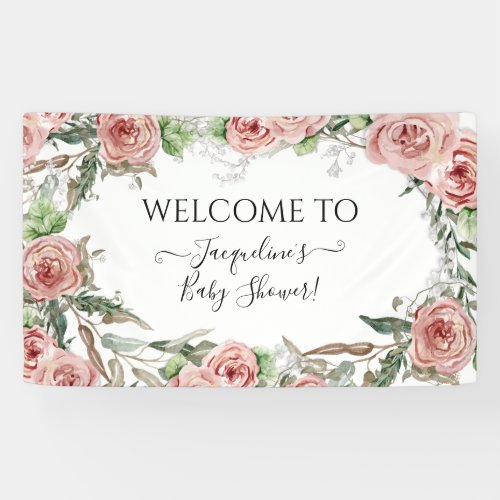 Oh Baby Girl Shower BOHO Watercolor Flower Crown Banner