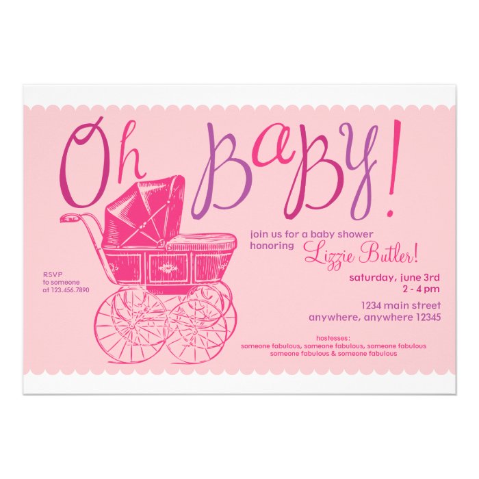 "Oh Baby" girl shower party invitation