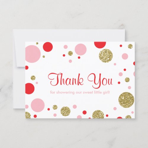 Oh Baby Girl Thank You Card Faux Glitter