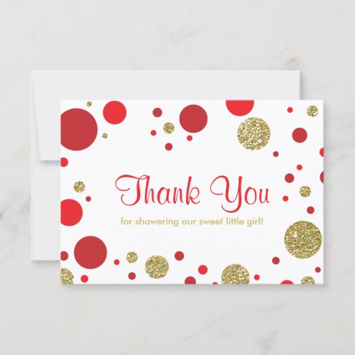 Oh Baby Girl Thank You Card Faux Glitter