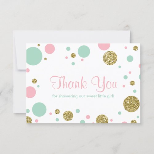 Oh Baby Girl Thank You Card Faux Glitter