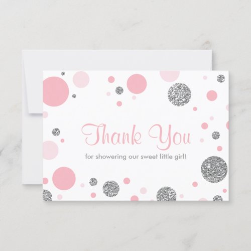 Oh Baby Girl Thank You Card Faux Glitter