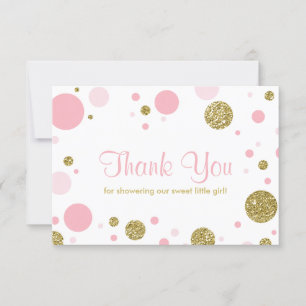 Oh Baby Girl, Thank You Card, Faux Glitter