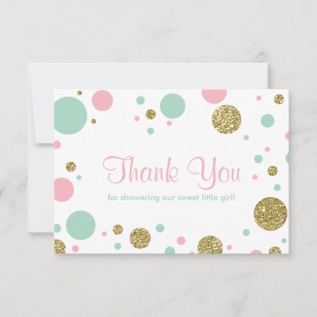 Oh Baby Girl, Thank You Card, Faux Glitter Card (Front)