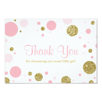 Oh Baby Girl, Thank You Card, Faux Glitter Card