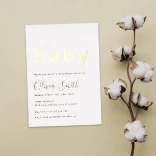 Oh Baby Gold Baby Shower Foil Invitation