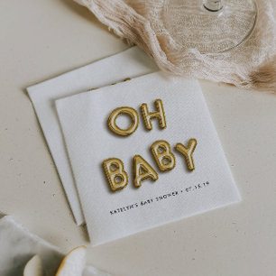 Oh Baby Gold Balloon Baby Shower Paper Napkins