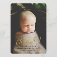'Oh, baby!' Gold Faux Foil | Birth Announcement