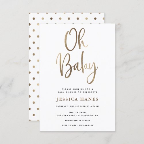 Oh Baby Gold Foil Baby Shower Invitation