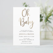 Oh Baby Gold Foil Baby Shower Invitation (Standing Front)