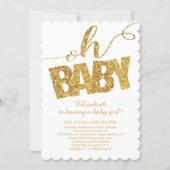 Oh Baby!  Gold Glitter Baby Shower Invitation (Front)