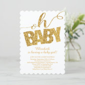 Oh Baby!  Gold Glitter Baby Shower Invitation (Standing Front)