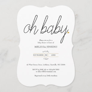Oh Baby Gold Love Heart Baby Shower / Sprinkle Invitation