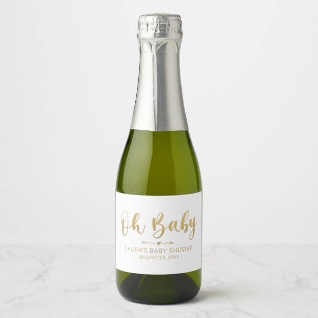 Oh Baby Gold Mini Sparkling Wine Bottle Label (Front)