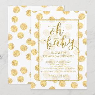 Oh Baby! Gold Polka Dots Baby Shower Invitation
