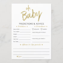 Oh Baby Gold Predictions and Advice Card