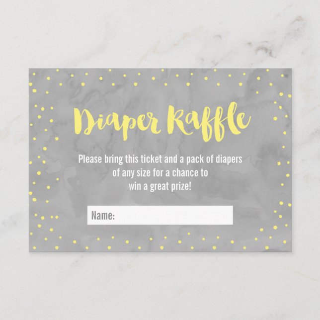 Oh Baby Gray and Yellow Baby Shower Diaper Raffle Enclosure Card (Front)