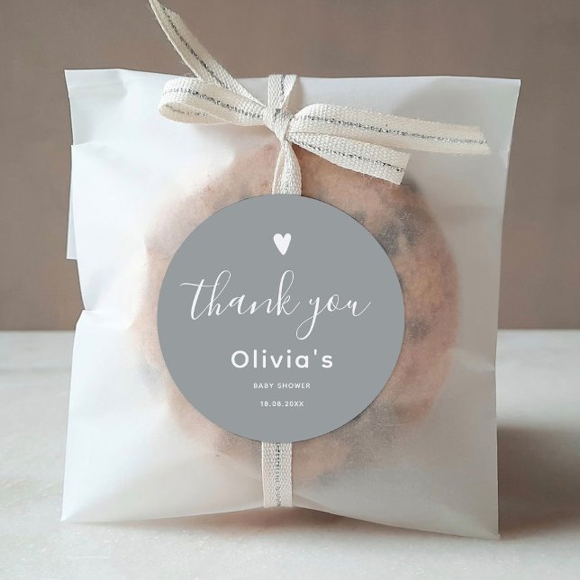 Oh Baby Gray Thank you Classic Round Sticker (Creator Uploaded)