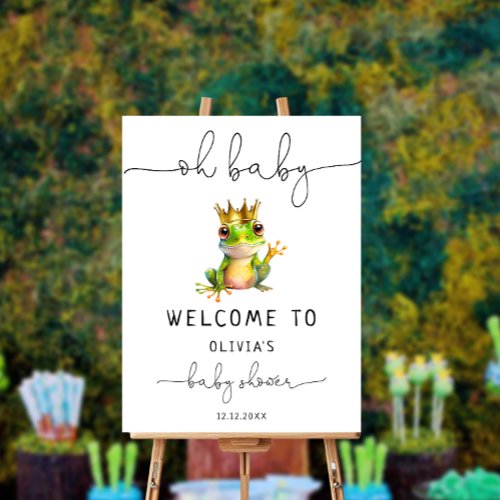 Oh Baby Green Frog Baby Shower Welcome Foam Board