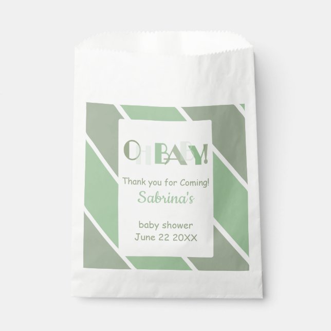 Oh Baby Green Modern Baby Shower Favor Bag (Front)