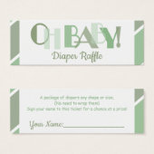 Oh Baby Green Modern Typography Diaper Raffle (Front & Back)