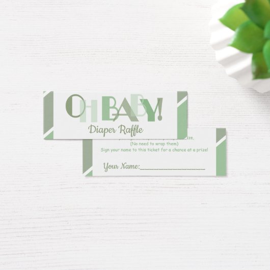 Oh Baby Green Modern Typography Diaper Raffle (Desk)