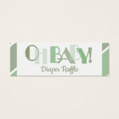 Oh Baby Green Modern Typography Diaper Raffle (Front)
