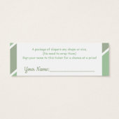 Oh Baby Green Modern Typography Diaper Raffle (Back)