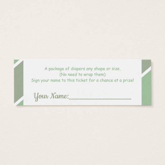 Oh Baby Green Modern Typography Diaper Raffle (Back)