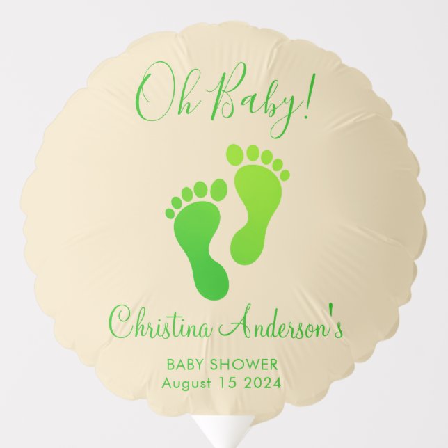 Oh Baby Green Welcome Baby Shower Balloon (Front)
