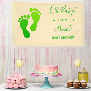 Oh Baby Green Welcome Baby Shower Banner