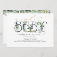 Oh Baby Greenery Baby Shower Gender Neutral Invitation