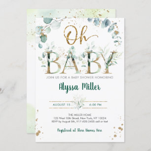 Oh Baby Greenery Eucalyptus Baby Shower Invitation