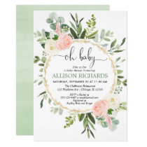 Oh baby greenery pink gold floral girl baby shower invitation Oh baby greenery pink gold floral girl baby shower invitation