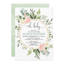 Oh baby greenery pink gold floral girl baby shower invitation Oh baby greenery pink gold floral girl baby shower invitation