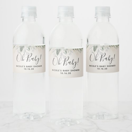 Oh Baby Greeney Custom Name Baby Shower Favor Water Bottle Label