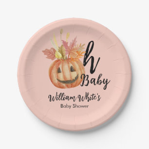 Oh Baby! Halloween Fall Pumpkin Leave Baby Shower Paper Plates