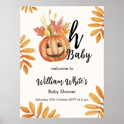 Oh Baby Halloween Fall Pumpkin Leave Welcome Sign