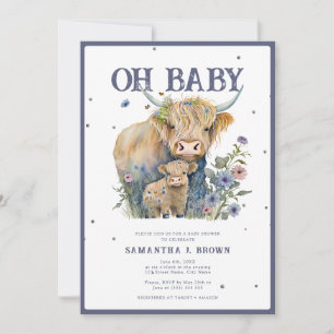 Oh Baby Highland Cow Elegant Baby Shower Invitation