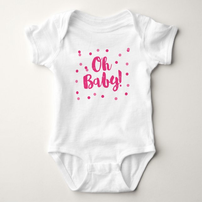 Oh Baby | Hot Pink Confetti Dots Baby Bodysuit (Front)