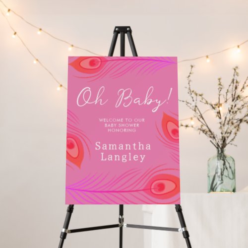 Oh Baby Hot Pink Spring Baby Shower Invite Foam Board