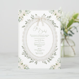 Oh Baby Hydrangea Vintage Baby Shower Invitation