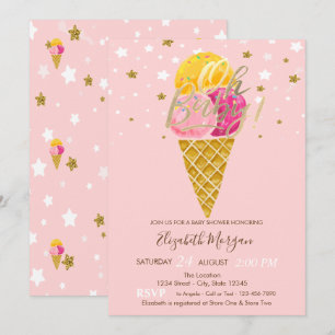 Oh Baby Ice creams Stars Baby Shower  Invitation