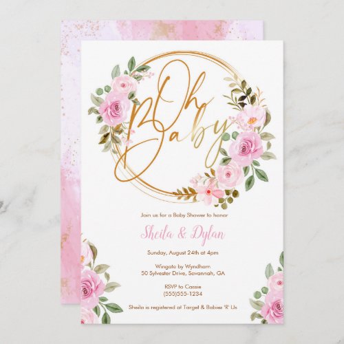 Oh Baby Invitation Floral Baby Shower Invitation