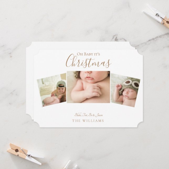 Oh Baby It's Christmas Collage Photo White Ticket (Front/Back In Situ)