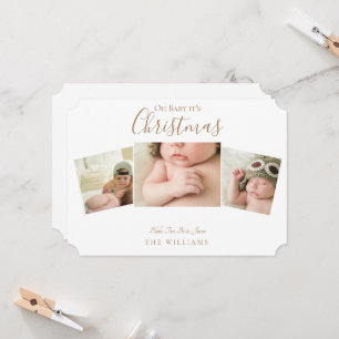 Oh Baby It's Christmas Collage Photo White Ticket
