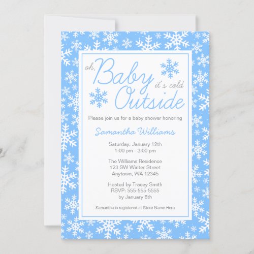 Oh Baby Its Cold Outside Blue Baby Shower Invitation